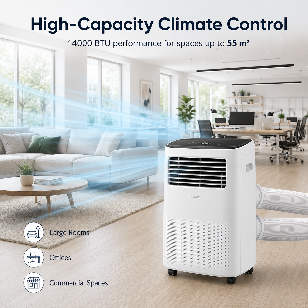 AEROVA Commercial 14000 — Heavy-Duty Portable AC (14000 BTU)